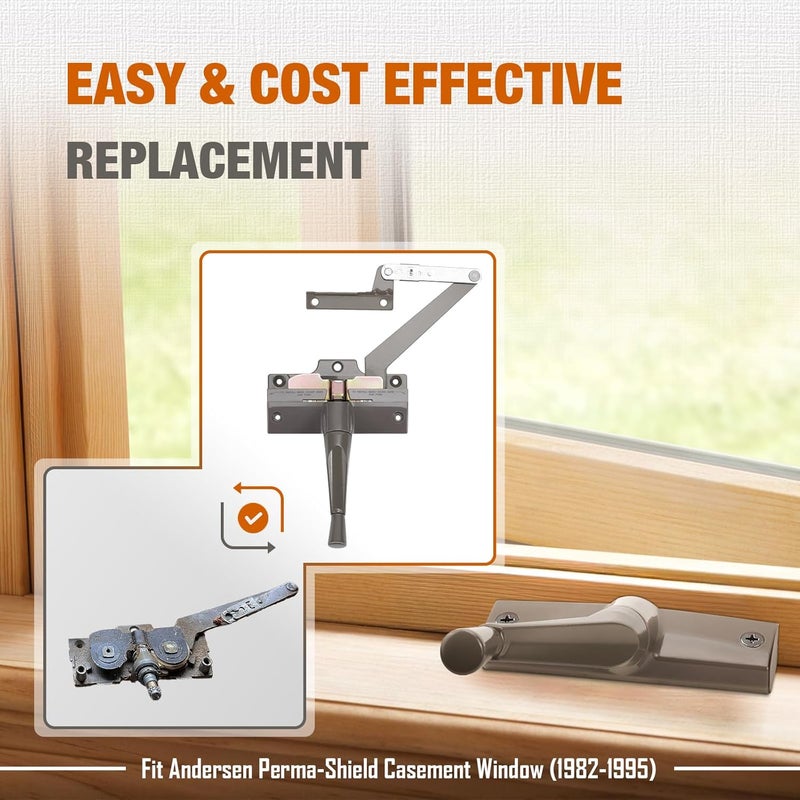 Touri Split Arm Operator for Left Hand with Handle for Replacing Damaged Window Crank Fit Andersen Perma-Shield Casement Window (1982-1995), Stone Color - Image 4